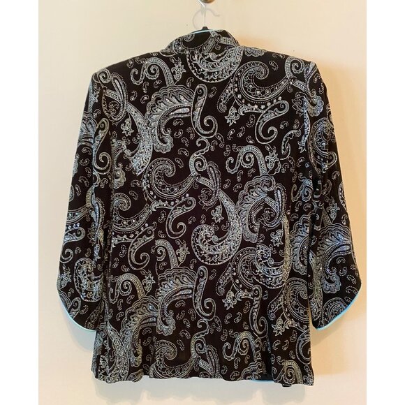 Alex Evenings Black Blue Paisley Print Jacket & Tank Set Medium - Picture 3 of 16